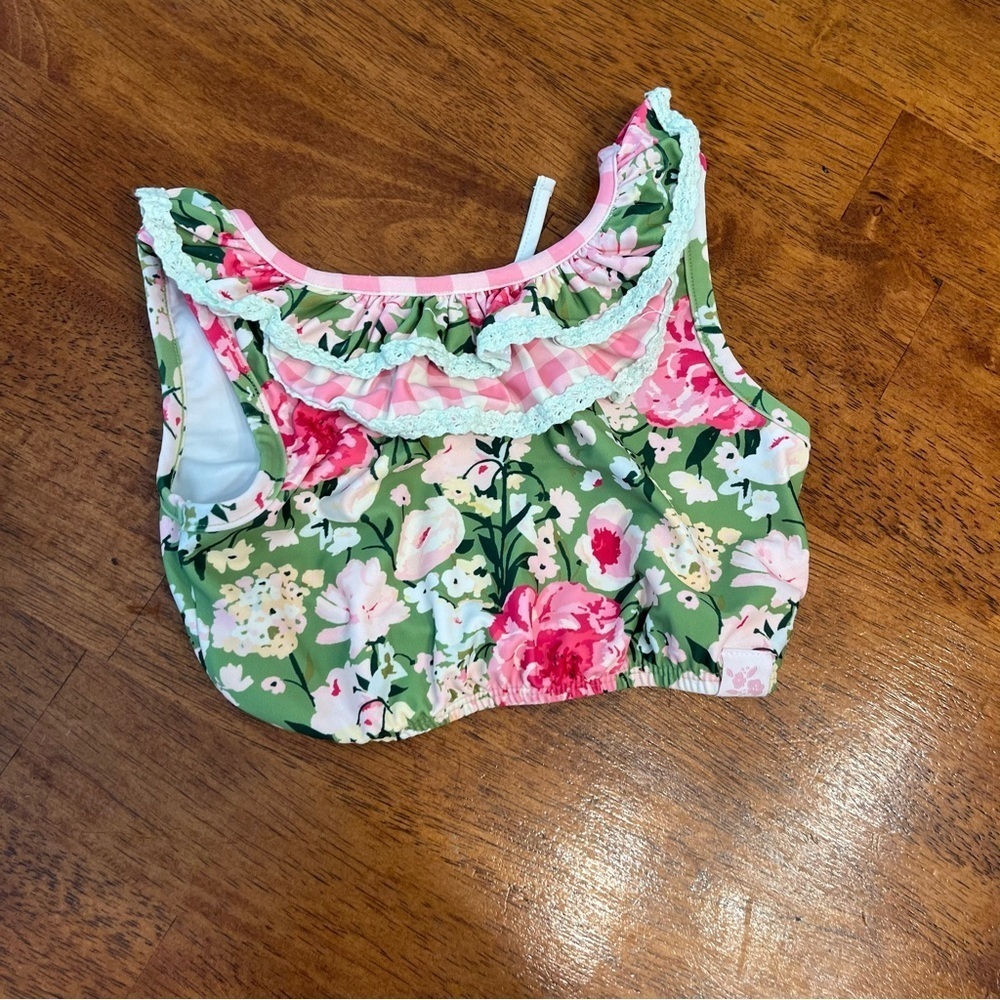 SweetHone Floral Ruffled Baby Top green pink